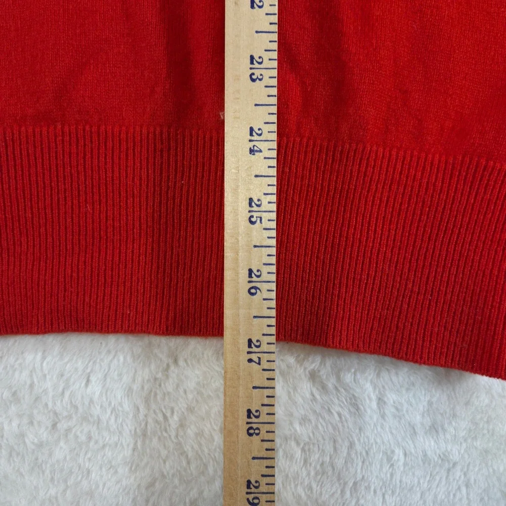 Ann Mashburn Women V-Neck Sweater XS Red 100% Cashmere Knit Flawed